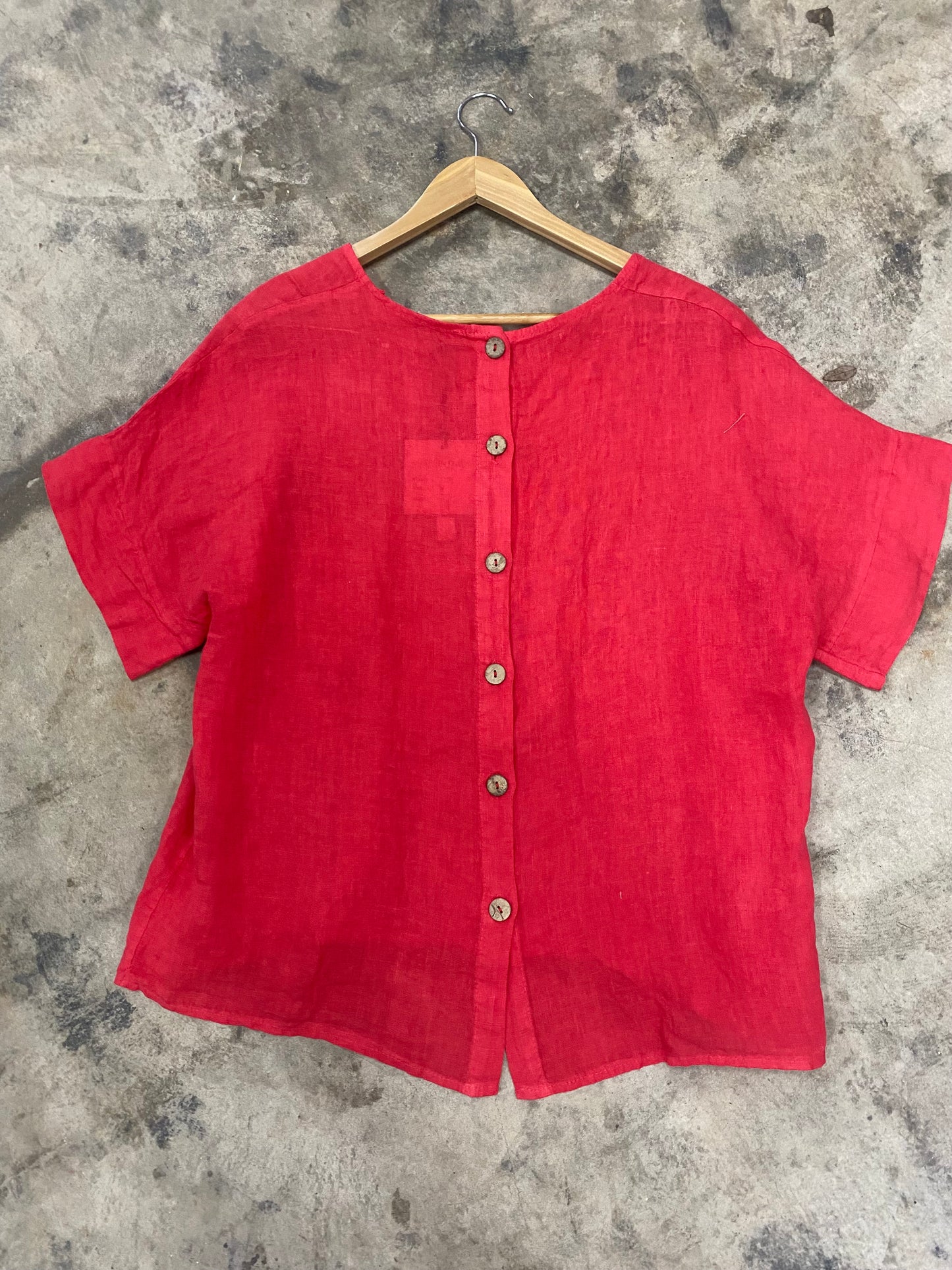 Red Linen Top