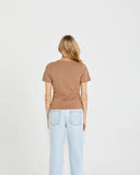 Claire V-neck tee - Mocha Brown