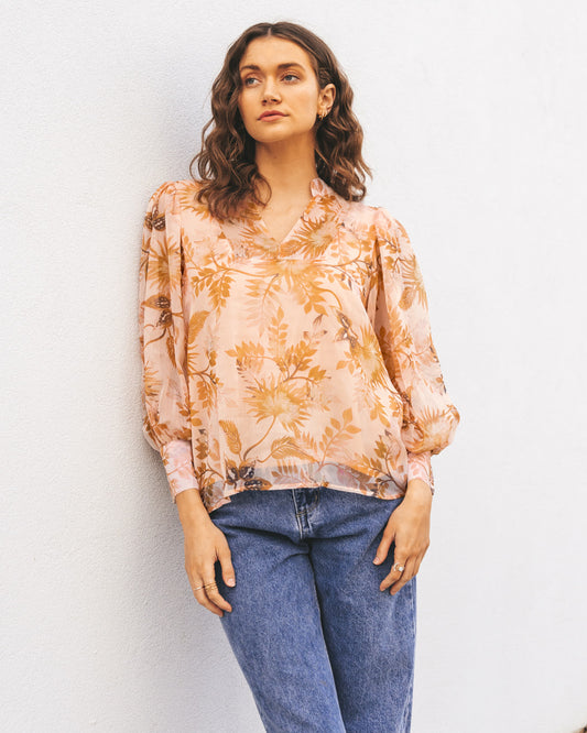 Peach Floral Blouse